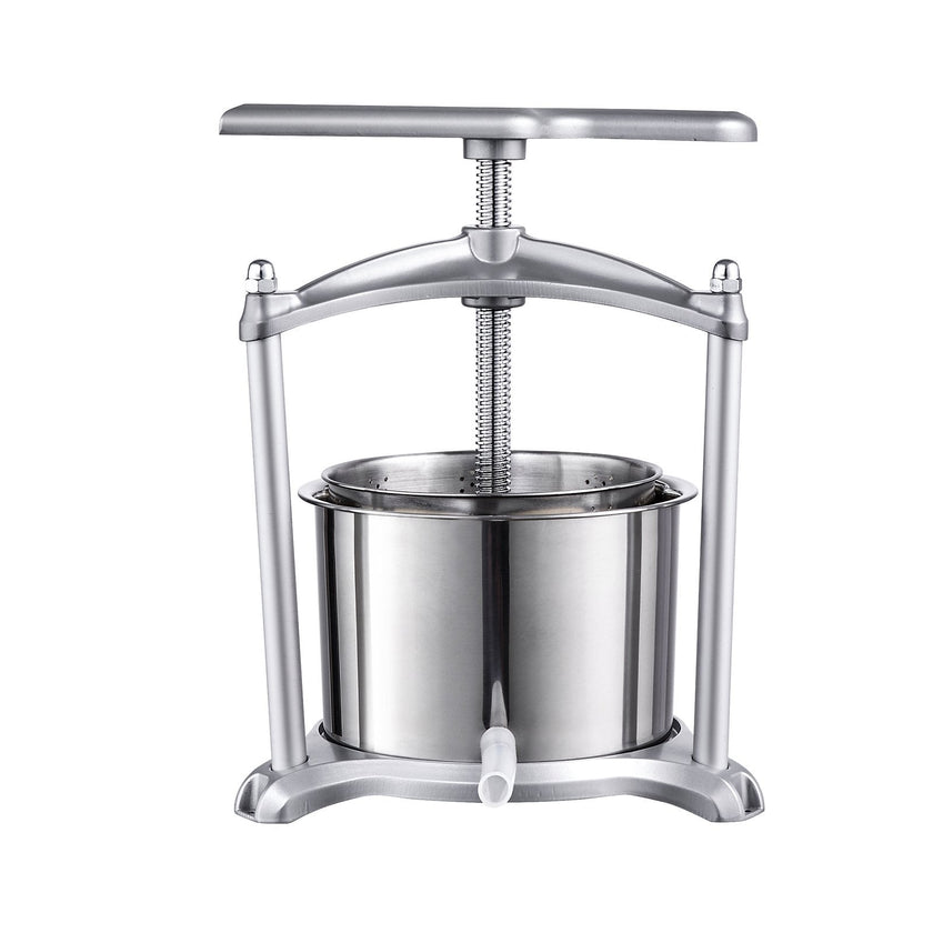 VEVOR Fruit Wine Press, 1.6 Gallon/6L, 2 Stainless Steel Barrels, Manual Juice Maker, Cider Apple Grape Tincture Vegetables Honey Olive Oil Making Press with T-Handle, Triangular Structure for Kitchen