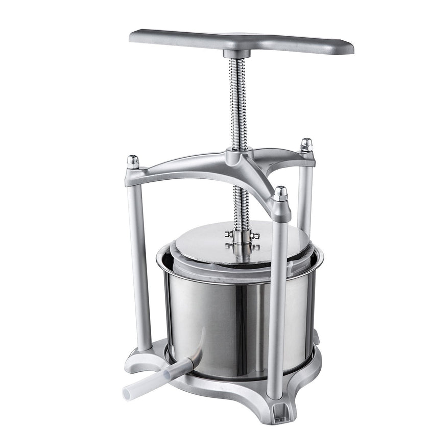 VEVOR Fruit Wine Press, 1.6 Gallon/6L, 2 Stainless Steel Barrels, Manual Juice Maker, Cider Apple Grape Tincture Vegetables Honey Olive Oil Making Press with T-Handle, Triangular Structure for Kitchen