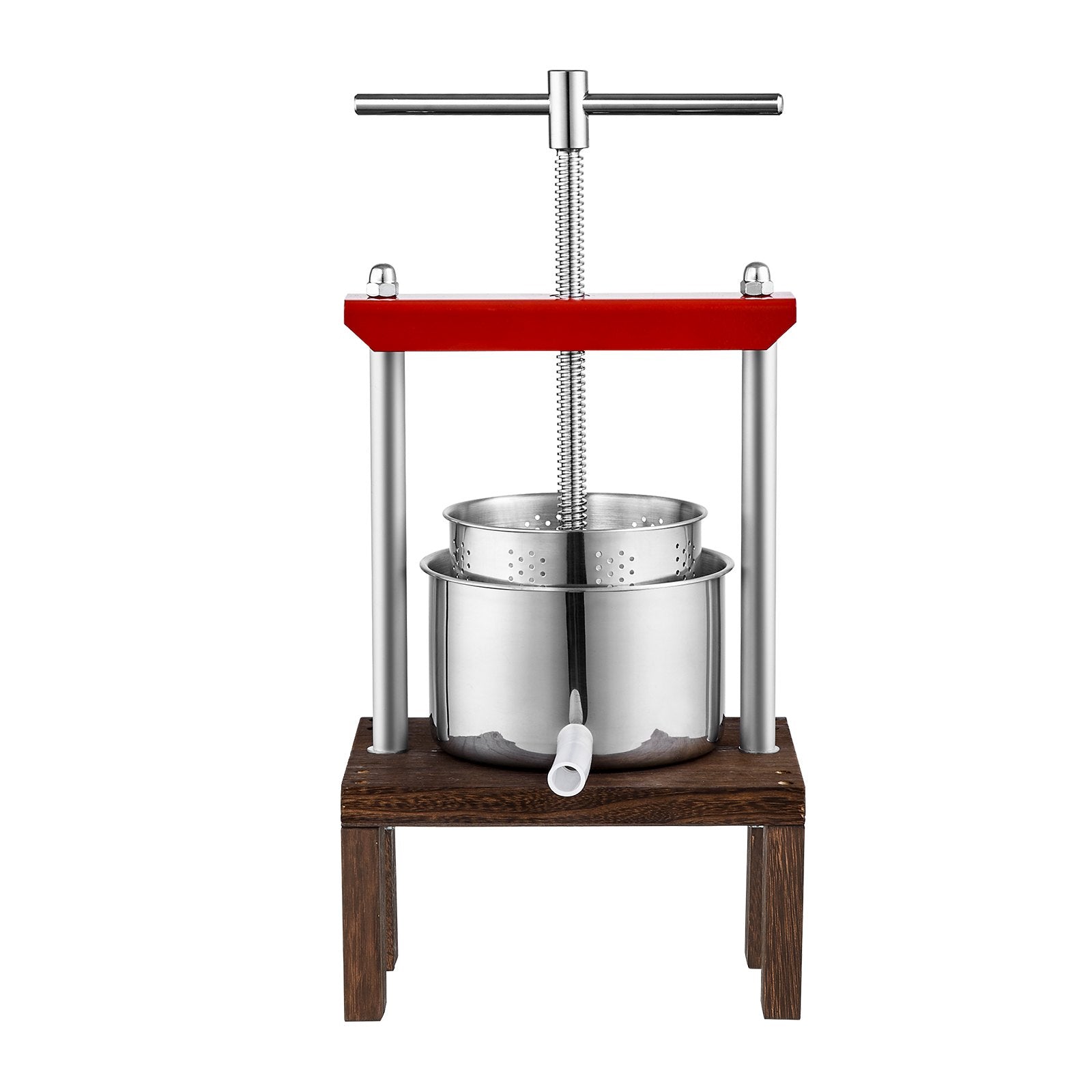 VEVOR Fruit Wine Press, 0.53 Gallon/2L, 2 Stainless Steel Barrels, Manual Juice Maker, Cider Apple Grape Tincture Vegetables Honey Olive Oil Making Press with T-Handle & Stable Base for Kitchen, Home