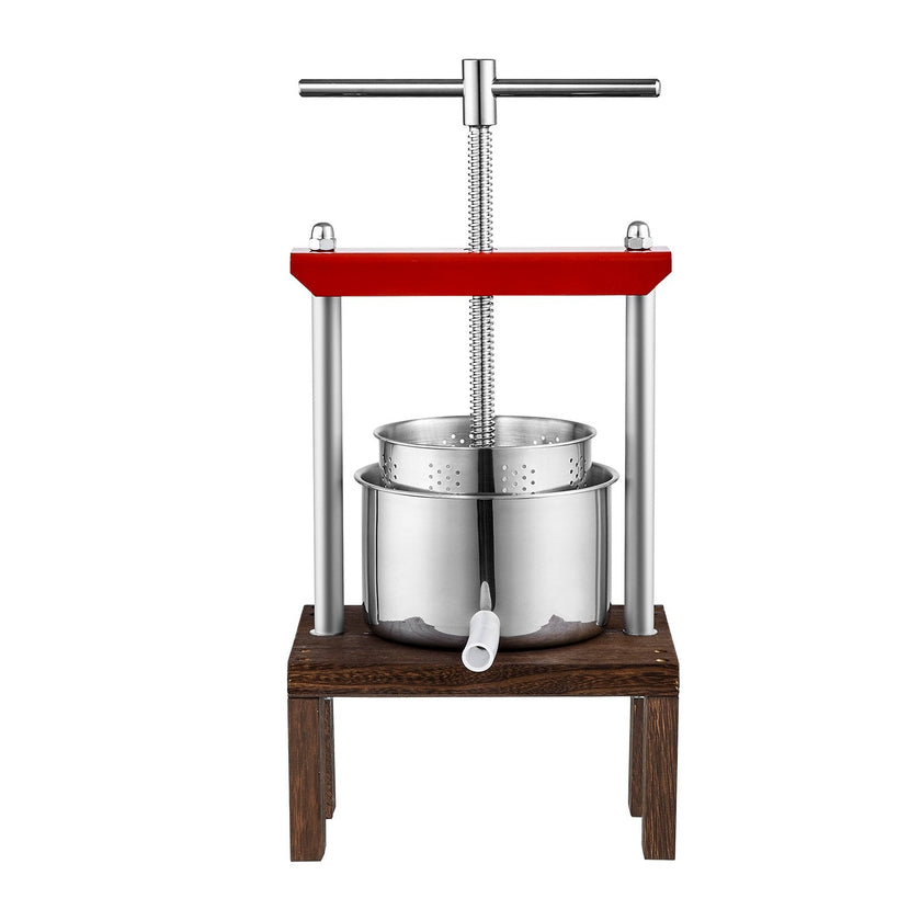 VEVOR Fruit Wine Press, 0.53 Gallon/2L, 2 Stainless Steel Barrels, Manual Juice Maker, Cider Apple Grape Tincture Vegetables Honey Olive Oil Making Press with T-Handle & Stable Base for Kitchen, Home