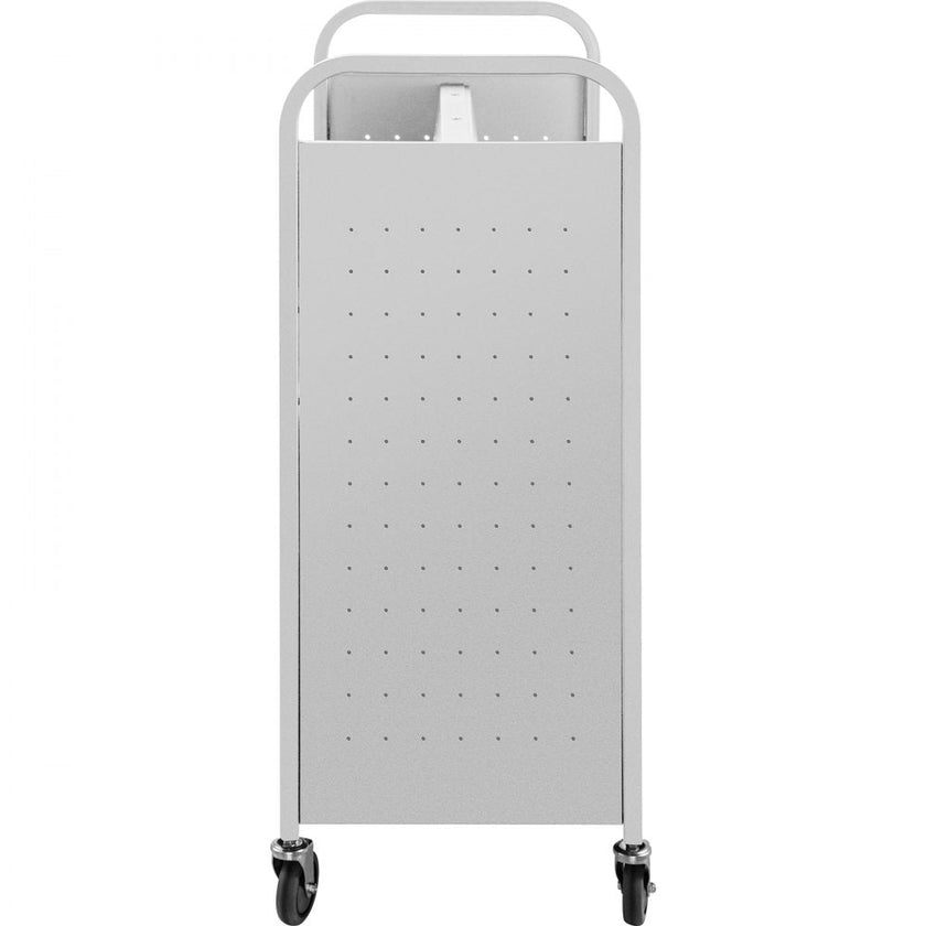 VEVOR 200LBS Book Cart, Library Cart 30x14x45 Inch, Rolling Book Cart Double Sided W-Shaped Sloped Shelves with 4-Inch Lockable Wheels, for Home Shelves Office and School Book Truck in White