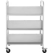 VEVOR 200LBS Book Cart, Library Cart 30x14x45 Inch, Rolling Book Cart Double Sided W-Shaped Sloped Shelves with 4-Inch Lockable Wheels, for Home Shelves Office and School Book Truck in White