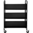 VEVOR 200LBS Book Cart, Library Cart 30x14x45 Inch, Rolling Book Cart Double Sided W-Shaped Sloped Shelves with 4 Inch Lockable Wheels, for Home Shelves Office and School Book Truck in Black
