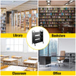 VEVOR 200LBS Book Cart, Library Cart 30x14x45 Inch, Rolling Book Cart Double Sided W-Shaped Sloped Shelves with 4 Inch Lockable Wheels, for Home Shelves Office and School Book Truck in Black