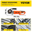 VEVOR Electric Pipe Threader, 2300W Pipe Threading Machine, Heavy-Duty Hand-Held Power Drive Kit, 110V Pipe Threader Machine Copper Motor, Portable Pipe Threader w/ 4 Dies 1/2
