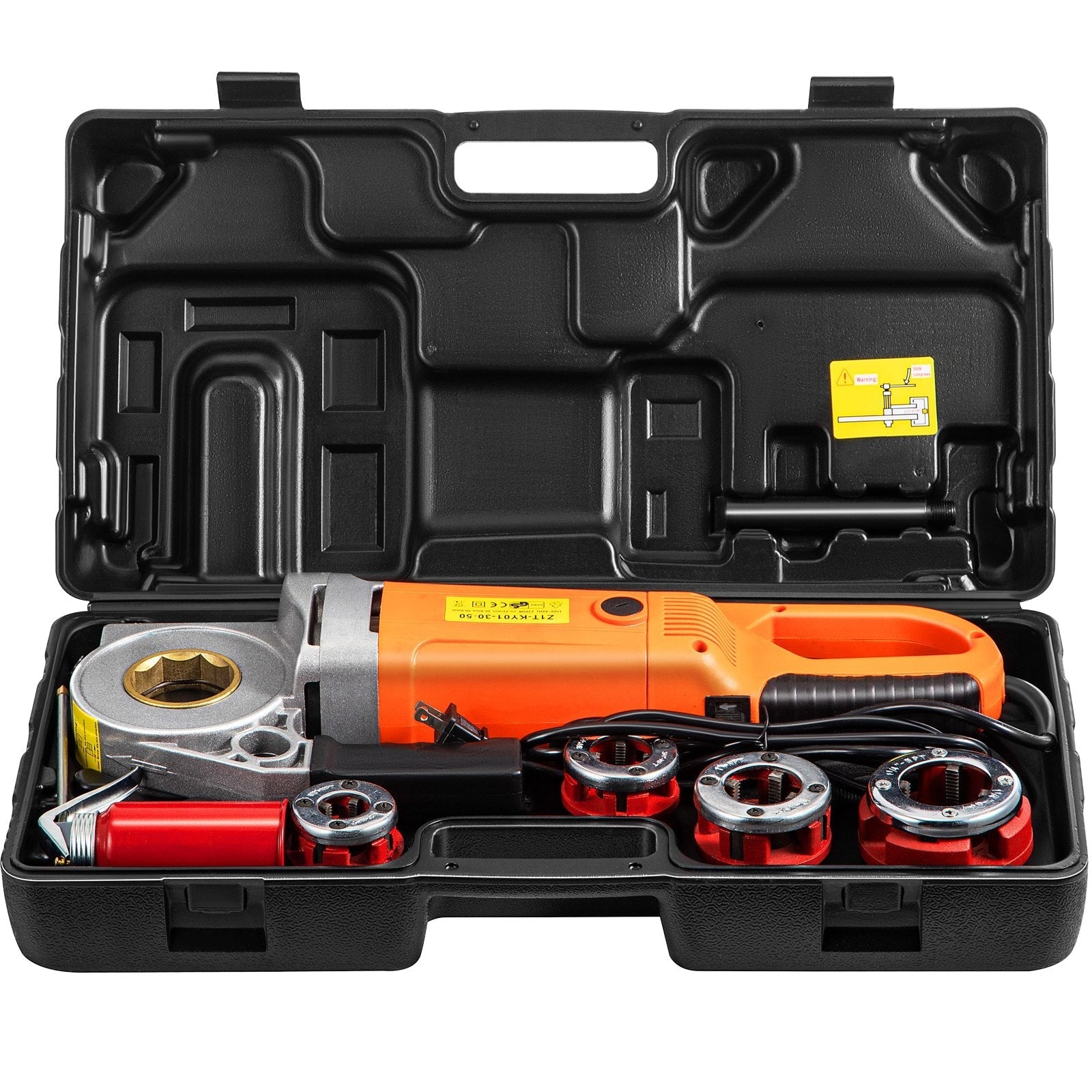 VEVOR Electric Pipe Threader, 2300W Pipe Threading Machine, Heavy-Duty Hand-Held Power Drive Kit, 110V Pipe Threader Machine Copper Motor, Portable Pipe Threader w/ 4 Dies 1/2