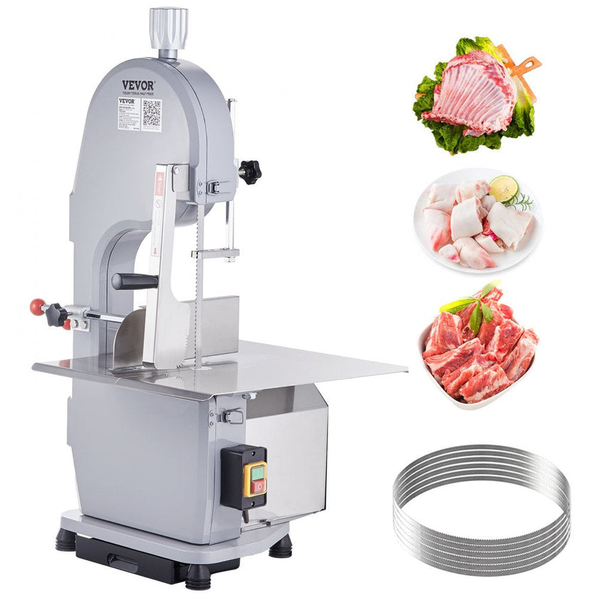 VEVOR Commercial Electric Meat Bandsaw, 1100W Stainless Steel Countertop Bone Sawing Machine, Workbeach 19.3