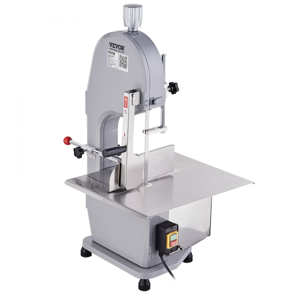 VEVOR Commercial Electric Meat Bandsaw, 1100W Stainless Steel Countertop Bone Sawing Machine, Workbeach 19.3