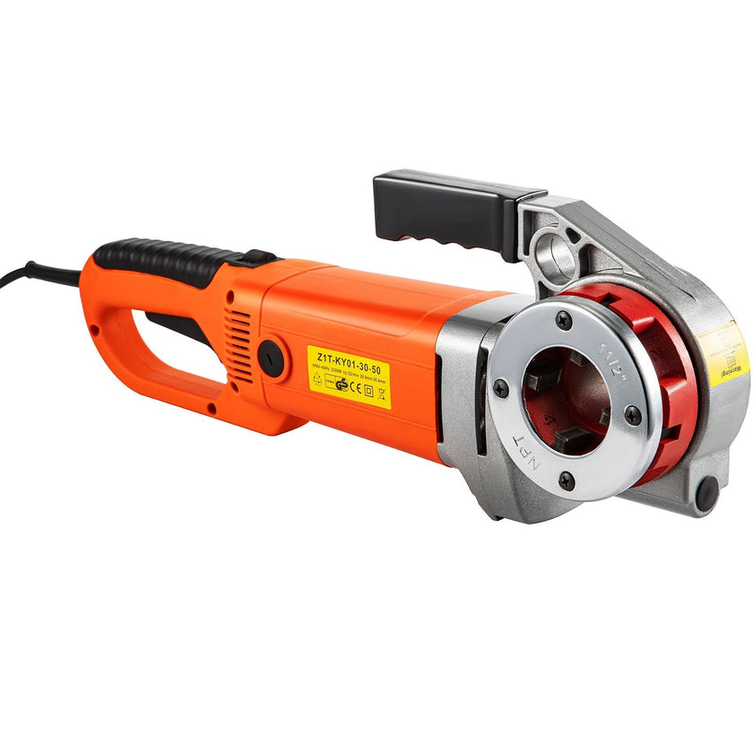 VEVOR Electric Pipe Threader, 2300W Pipe Threading Machine, Heavy-Duty Hand-Held Power Drive Kit, 110V Pipe Threader Machine Copper Motor, Portable Pipe Threader with 6 Dies 1/2