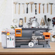 VEVOR Metal Lathe Machine, 7'' x 13.78'', Precision Benchtop Power Metal Lathe, 0-2200 RPM Continuously Variable Speed, 500W Brush Motor Metal Gears, with Tool Box for Processing Precision Parts