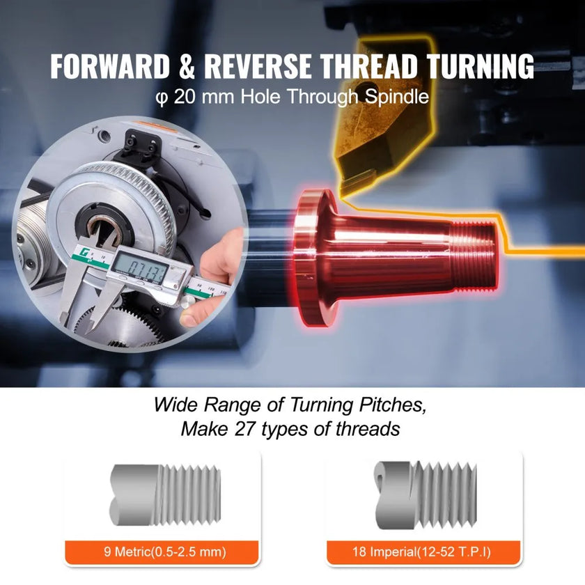 VEVOR Metal Lathe Machine, 7.87'' x 13.78'', Precision Benchtop Power Metal Lathe, 50-2500 RPM Continuously Variable Speed, 500W Brush Motor Metal Gears, with Tool Box for Processing Precision Parts