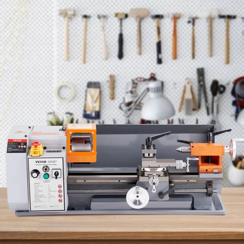 VEVOR Metal Lathe Machine, 7.87'' x 13.78'', Precision Benchtop Power Metal Lathe, 50-2500 RPM Continuously Variable Speed, 500W Brush Motor Metal Gears, with Tool Box for Processing Precision Parts