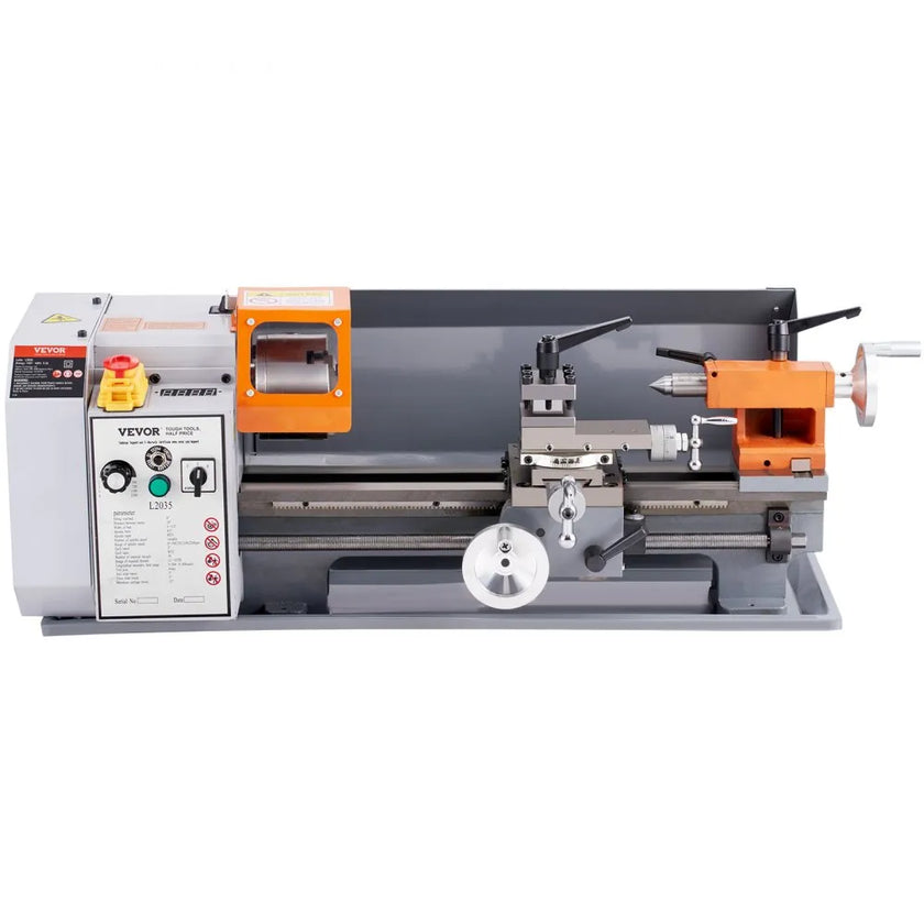 VEVOR Metal Lathe Machine, 7.87'' x 13.78'', Precision Benchtop Power Metal Lathe, 50-2500 RPM Continuously Variable Speed, 500W Brush Motor Metal Gears, with Tool Box for Processing Precision Parts