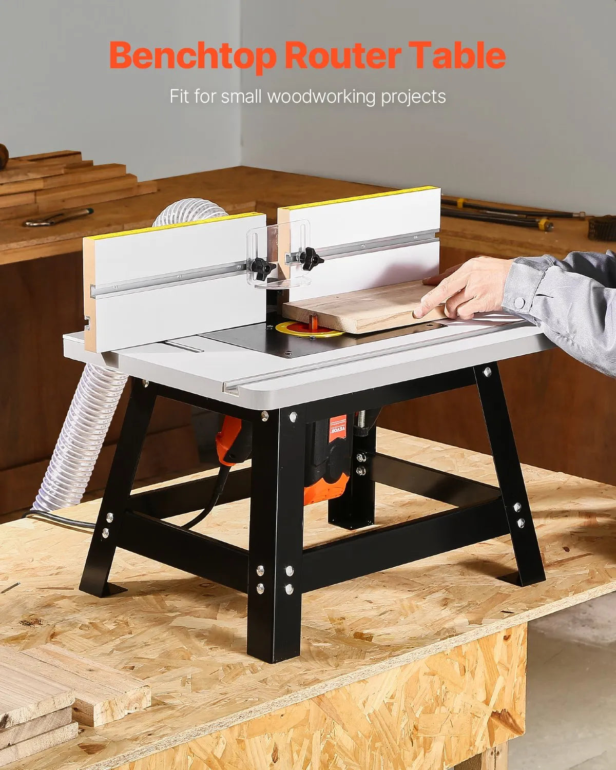 VEVOR Benchtop Router Table 24 x 15.7 in with Fence MDF Top Dust Collection Port