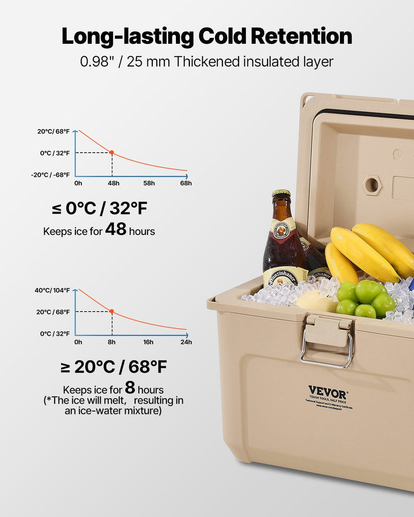 VEVOR Portable Cooler 16.5 QT Insulated Cooler 23 Can Capacity with Cup Holder