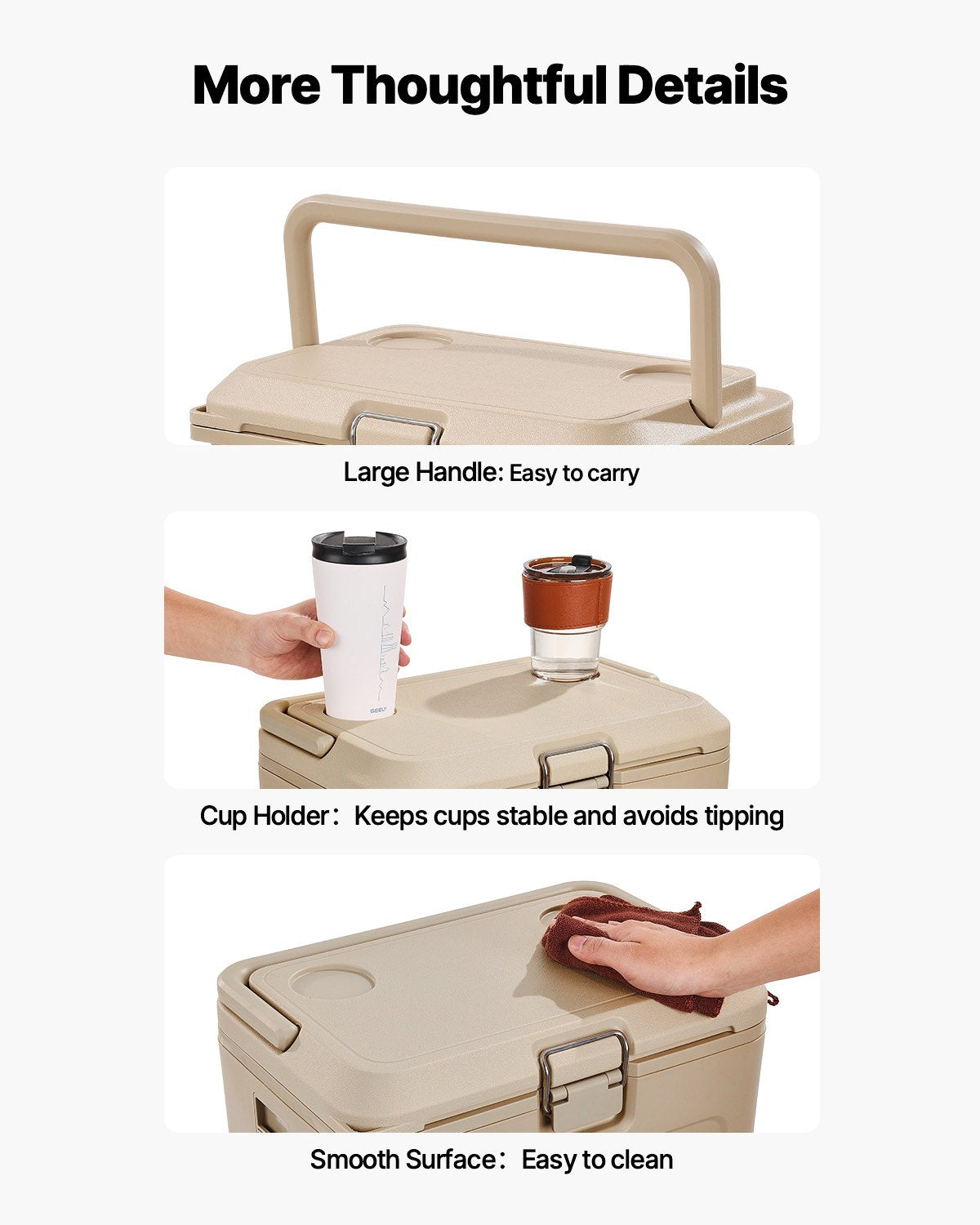VEVOR Portable Cooler 16.5 QT Insulated Cooler 23 Can Capacity with Cup Holder