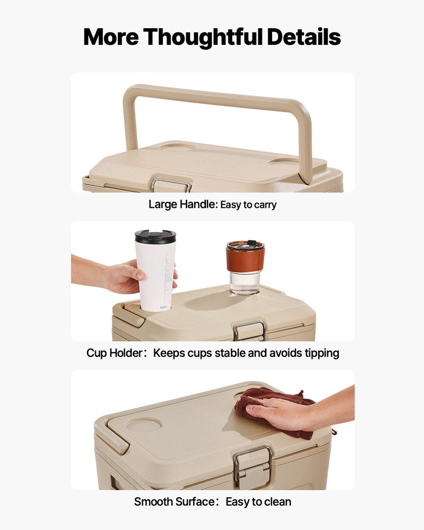 VEVOR Portable Cooler 16.5 QT Insulated Cooler 23 Can Capacity with Cup Holder