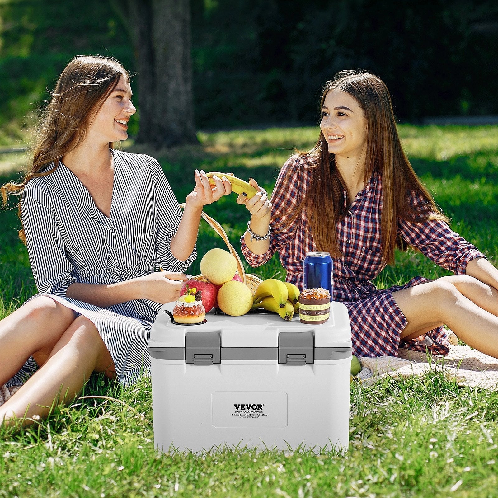 VEVOR Portable Cooler 21 QT Insulated Cooler 30 Can Capacity with Handles Strap