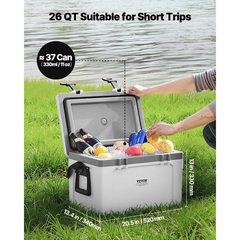 VEVOR Portable Cooler 26 QT Insulated Cooler 38 Can Capacity with Handles Strap