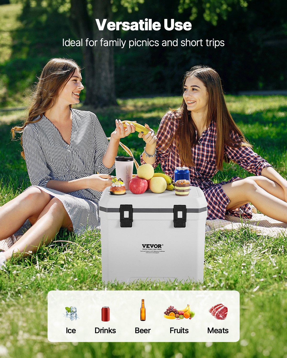 VEVOR Portable Cooler 38 QT Insulated Cooler 54 Can Capacity with Cup Holder