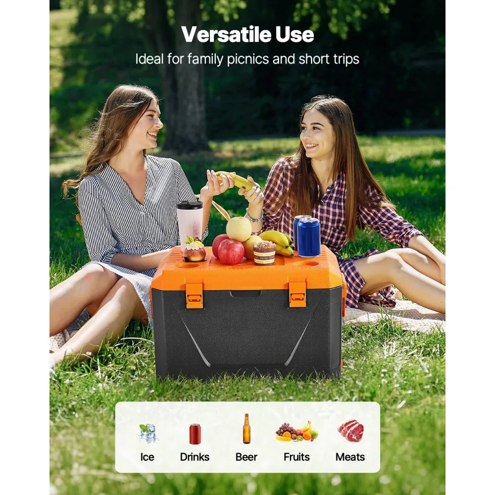VEVOR Portable Cooler 63 QT Insulated Cooler 90 Can Capacity with Cup Holder
