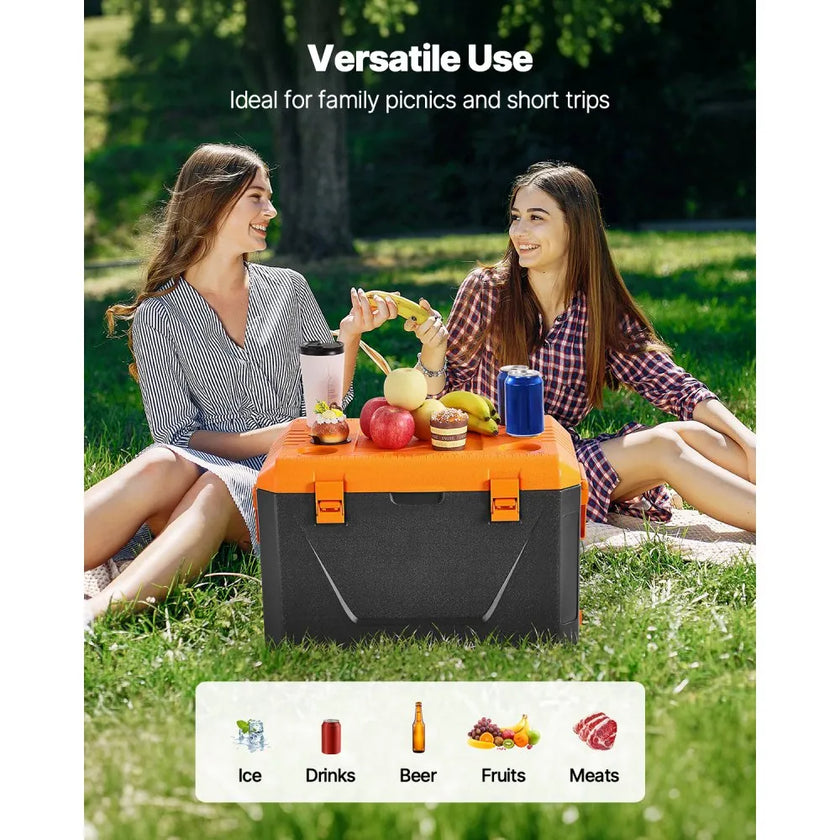 VEVOR Portable Cooler 63 QT Insulated Cooler 90 Can Capacity with Cup Holder