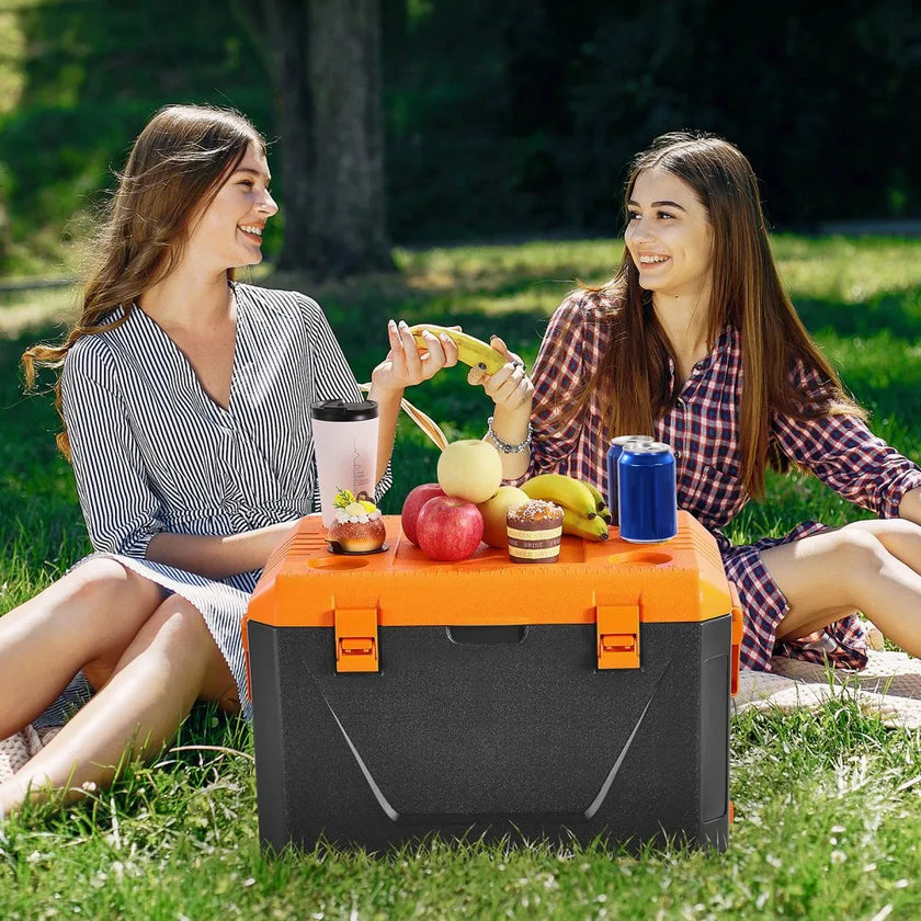 VEVOR Portable Cooler 63 QT Insulated Cooler 90 Can Capacity with Cup Holder