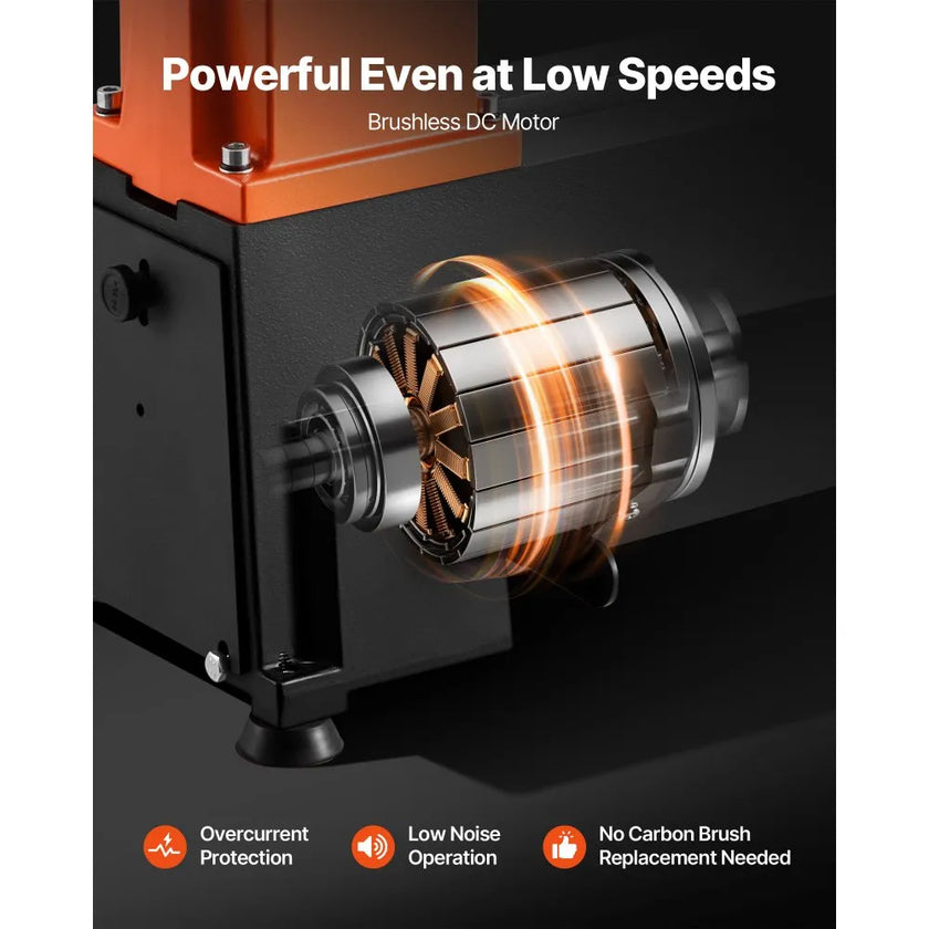 Woodworking Lathe, 1 HP, Benchtop Wood Lathe Machine with 0 to 3800 RPM Variable Speed, 12 x 18 in Workbench, Brushless DC Motor, Cast Iron Construction, for Beginner DIY Enthusiast Woodworking
