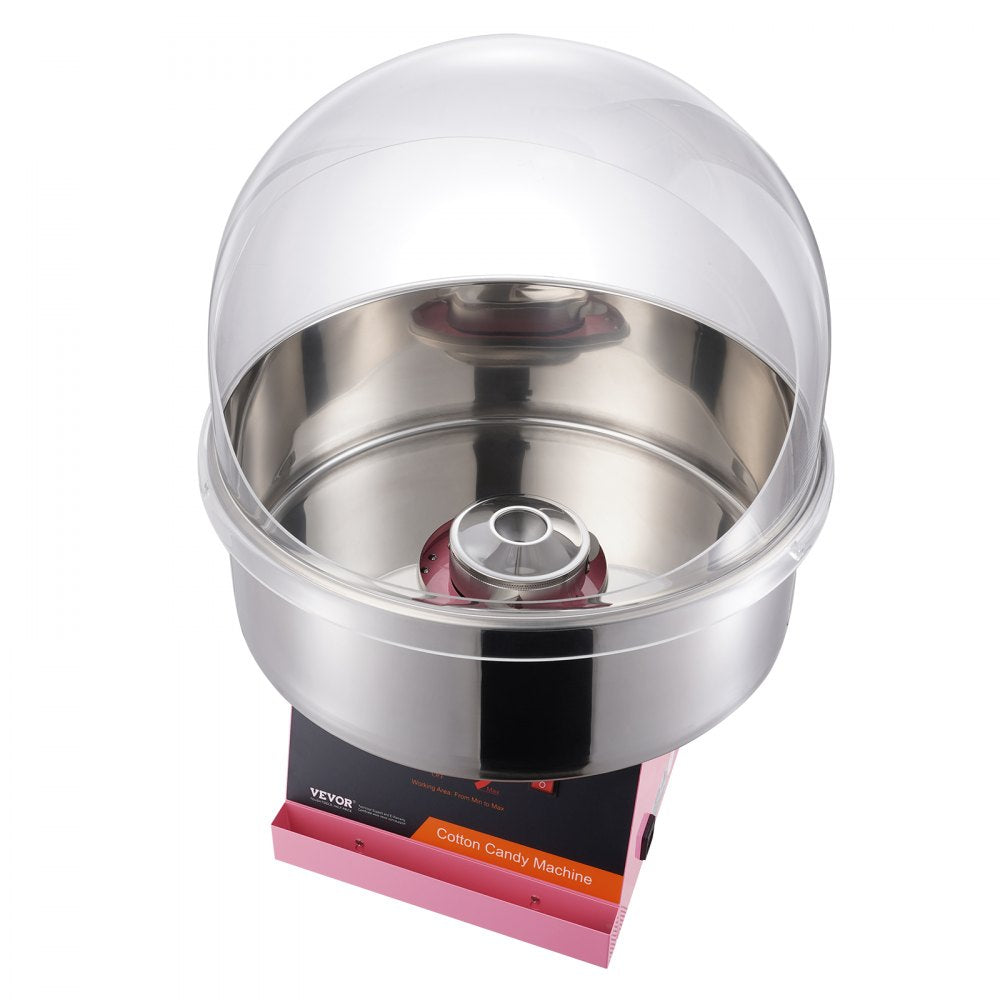 VEVOR Electric Cotton Candy Machine, 1000W Candy Floss Maker, Commercial Cotton Candy Machine with Cover, Stainless Steel Bowl, and Sugar Scoop, Perfect for Home Kids Birthday, Family Party (Pink)