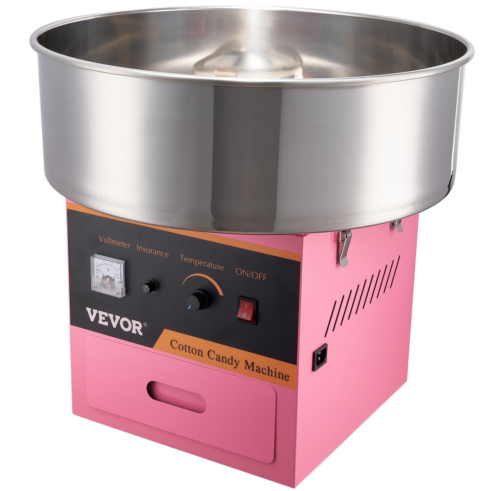 VEVOR Electric Cotton Candy Machine, 1000W Candy Floss Maker, Commercial Cotton Candy Machine with Stainless Steel Bowl, Sugar Scoop, and Drawer, Perfect for Home Kids Birthday, Family Party Pink
