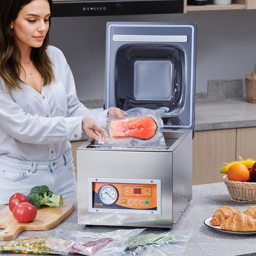 VEVOR Chamber Vacuum Sealer, 260W Sealing Power, Vacuum Packing Machine for Wet Foods, Meats, Marinades and More, Compact Size with 10.2