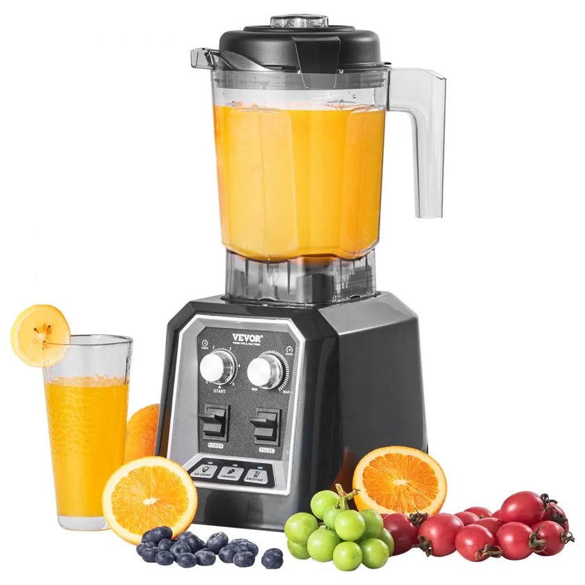 VEVOR Professional Blender, Commercial Countertop Blenders, 68 oz Jar Blender Combo, Stainless Steel 3 Functions Blender, for Frozen Drinks, Shakes, Smoothies, Peree, and Crush Ice, Black