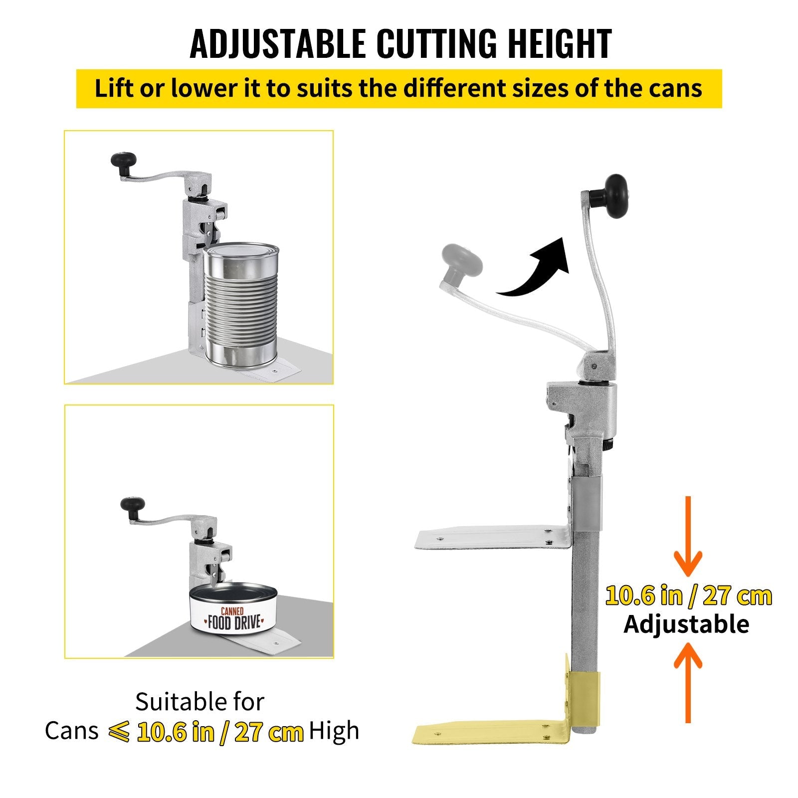 VEVOR Commercial Can Opener 18.7 inches Tabletop Can Opener, Heavy Duty Manual Table Can Opener for Restaurant Hotel Bar