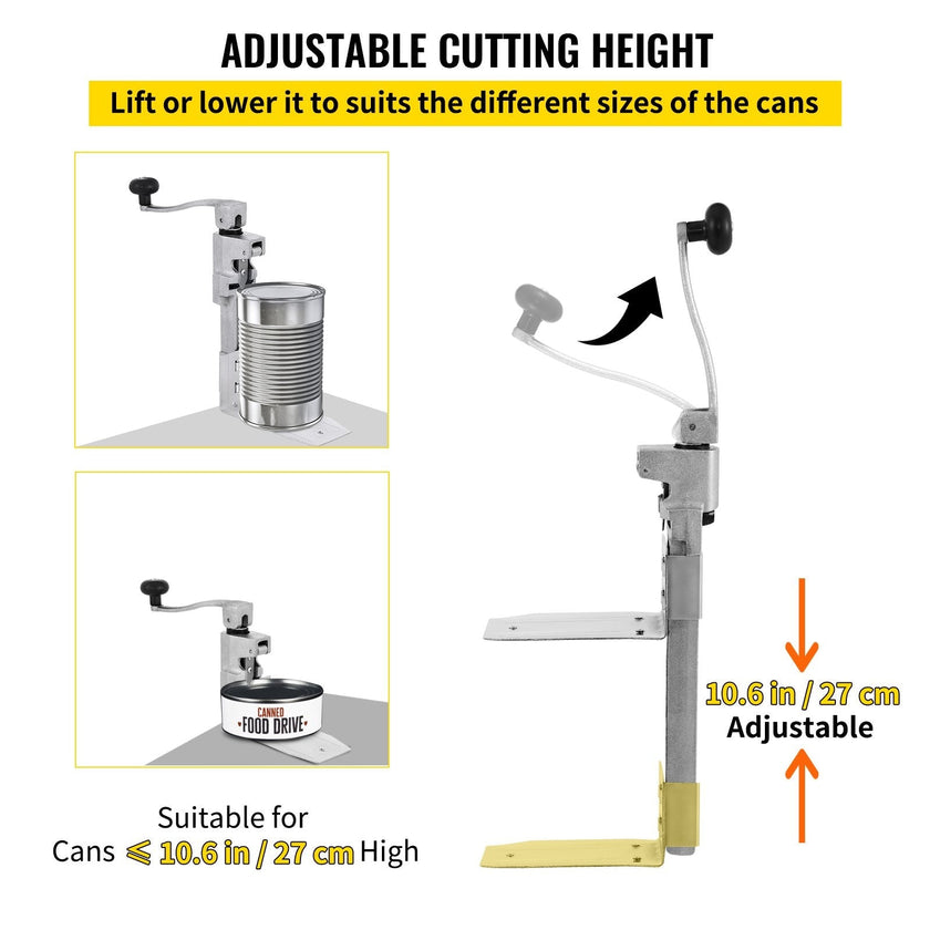 VEVOR Commercial Can Opener 18.7 inches Tabletop Can Opener, Heavy Duty Manual Table Can Opener for Restaurant Hotel Bar