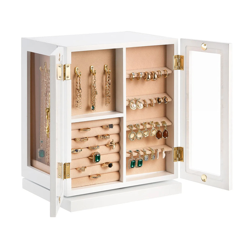 VEVOR Jewelry Box 360° Rotating Jewelry Organizer with 5 Spacious Drawers White