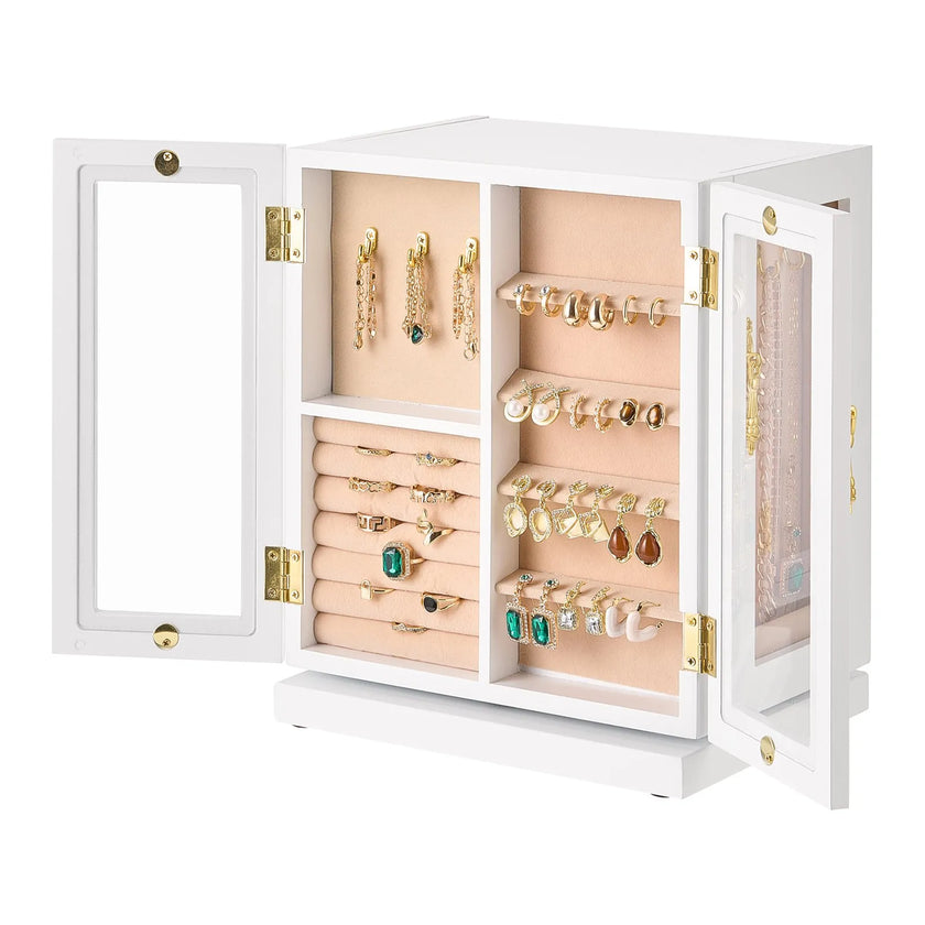 VEVOR Jewelry Box 360° Rotating Jewelry Organizer with 5 Spacious Drawers White