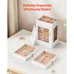 VEVOR Jewelry Box 360° Rotating Jewelry Organizer with 4 Necklace Hooks White
