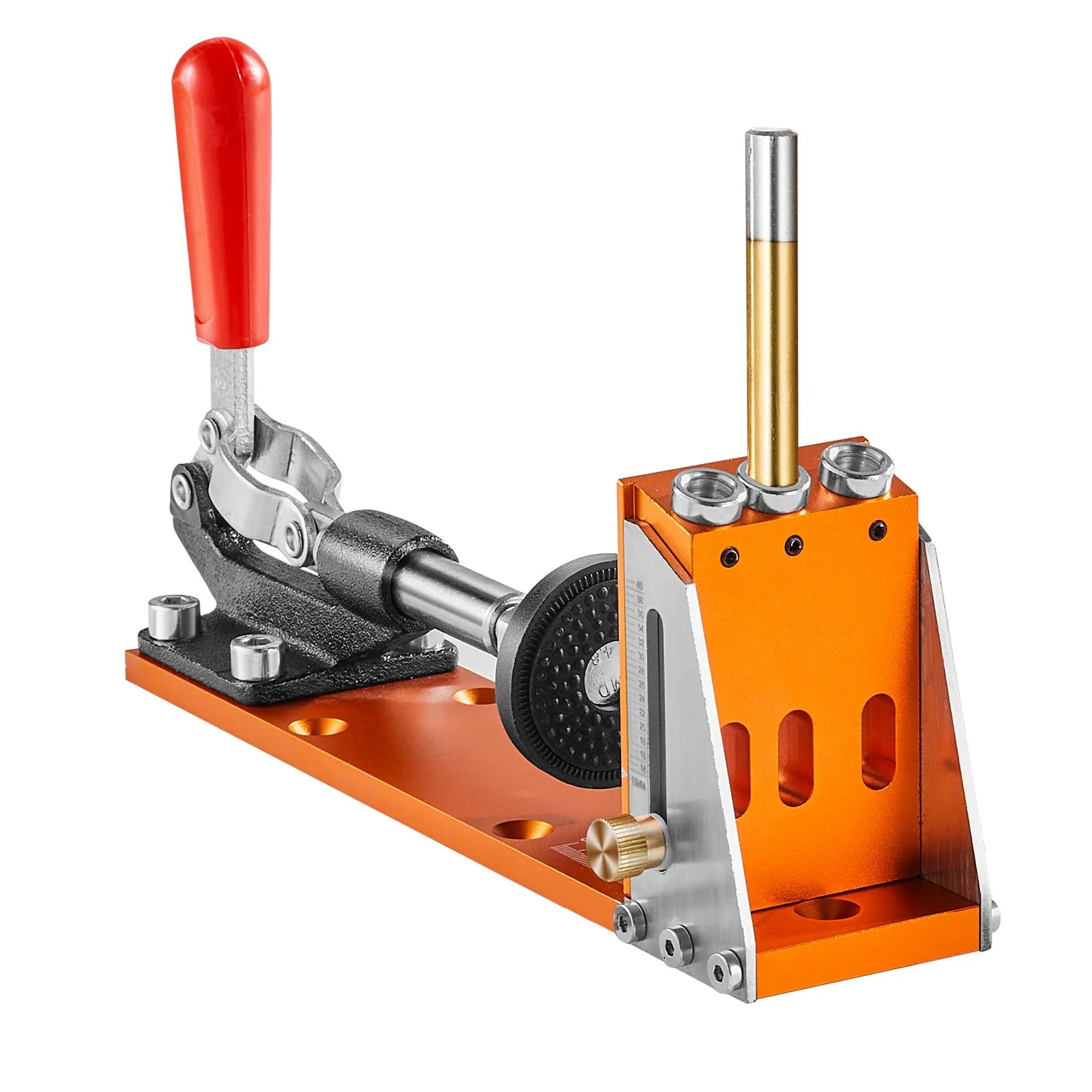 VEVOR Pocket Hole Jig Kit, 30 Pcs Adjustable and Easy to Use Pocket Hole Jig System with Step Drills, Wrenches, Drill Stop Rings, and Square Drive Bits, Dual Scale Marks for DIY Carpentry Projects