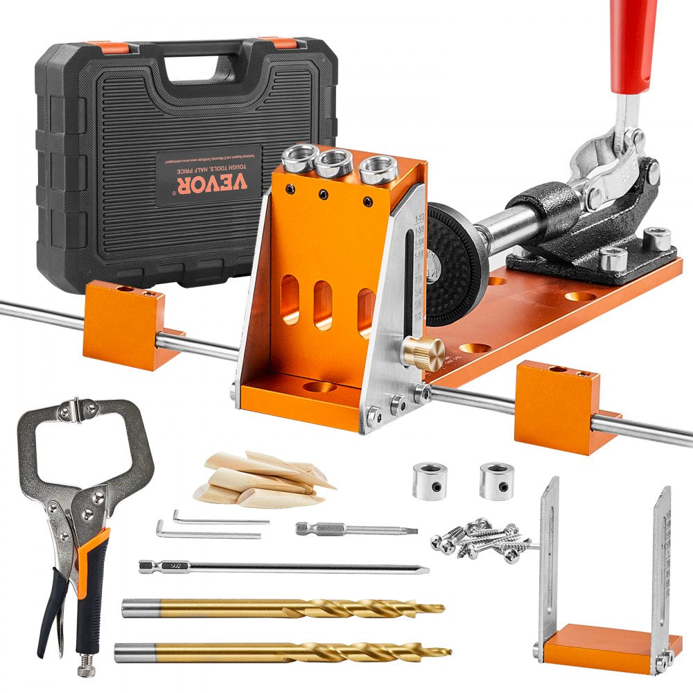 VEVOR Pocket Hole Jig Kit, 34 Pcs Pocket Hole Jig System with 11