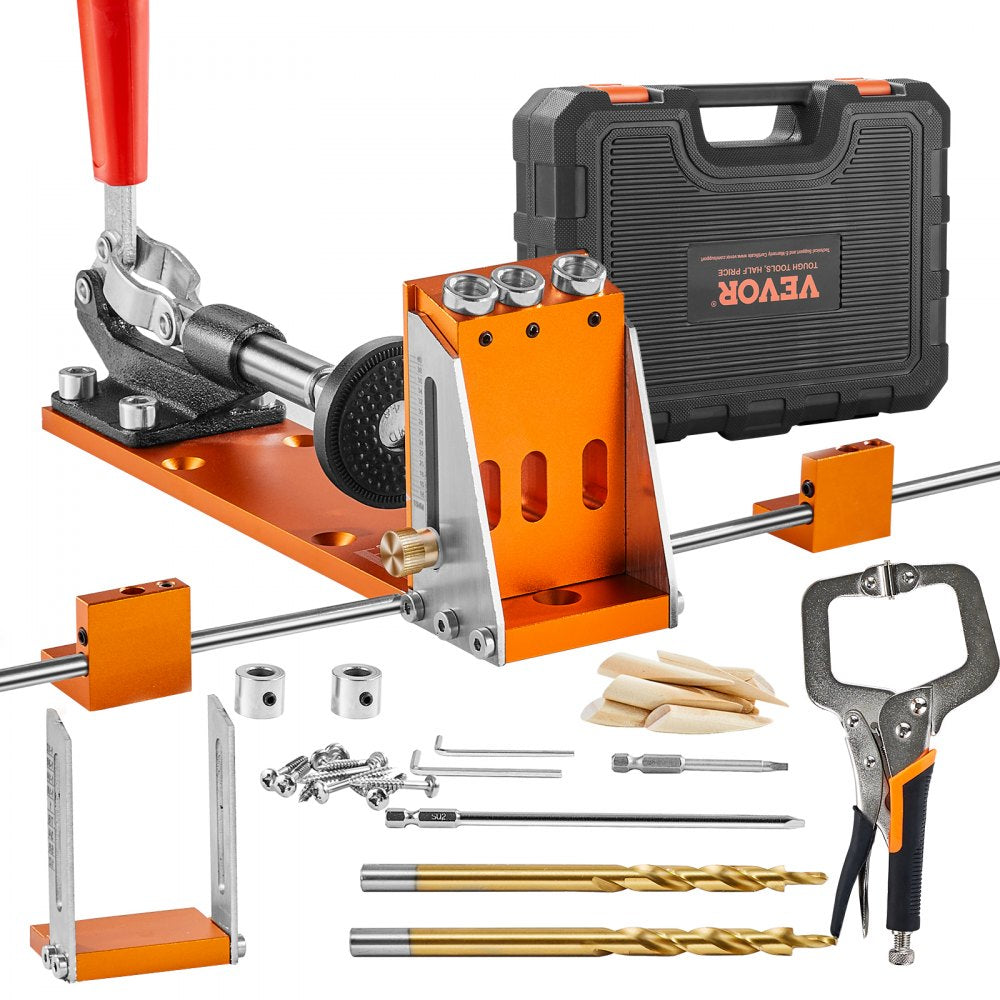 VEVOR Pocket Hole Jig Kit, 34 Pcs Pocket Hole Jig System with 11