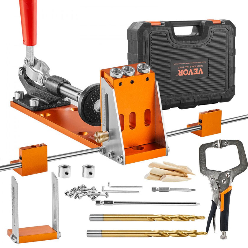 VEVOR Pocket Hole Jig Kit, 34 Pcs Pocket Hole Jig System with 11