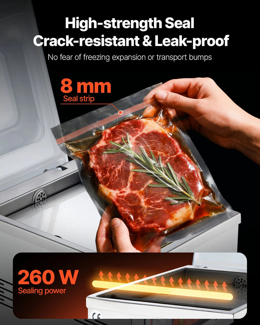 VEVOR Chamber Vacuum Sealer, 260W Sealing Power, Vacuum Packing Machine for Wet Foods, Meats, Marinades and More, Compact Size with 15.7