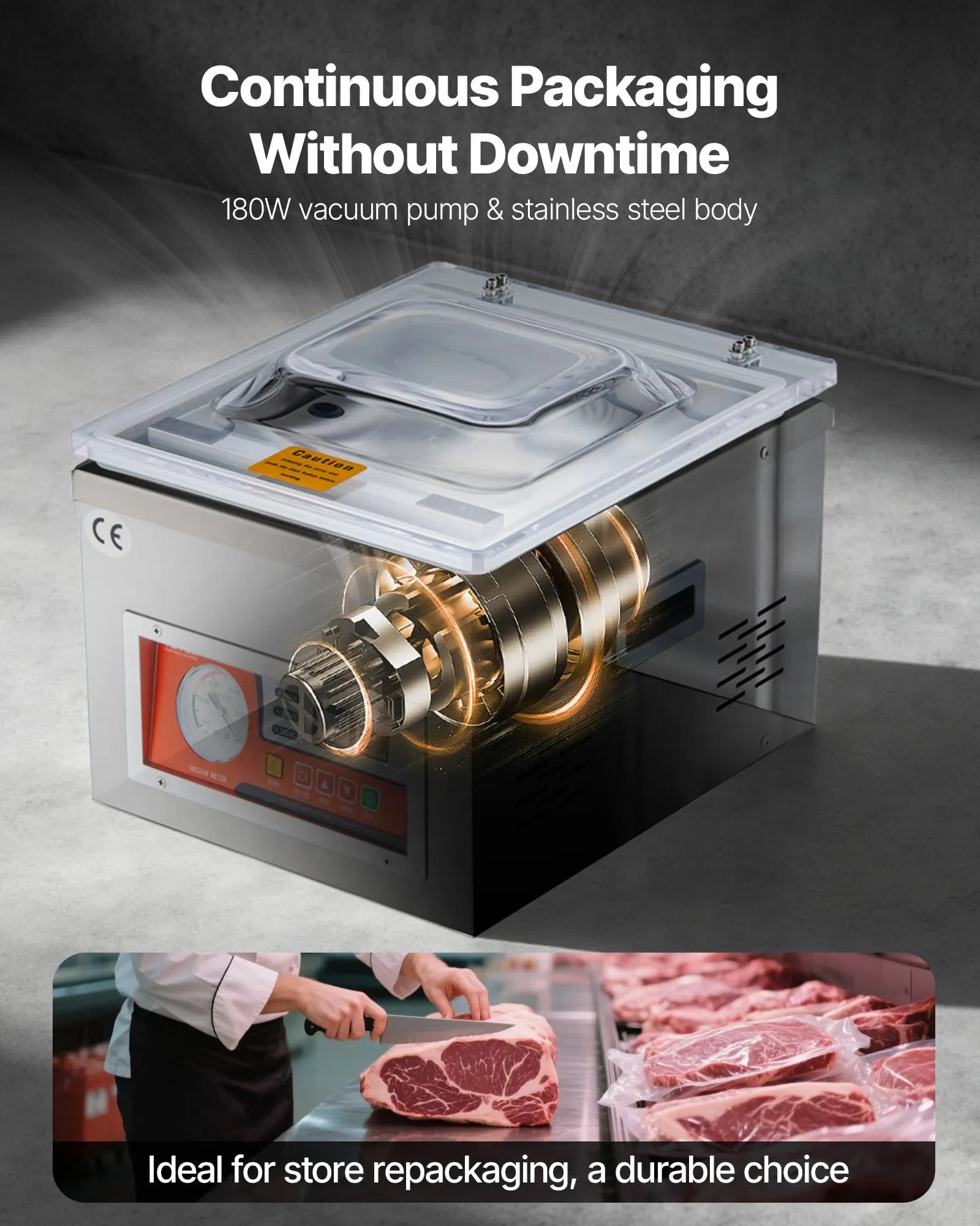 VEVOR Chamber Vacuum Sealer, 260W Sealing Power, Vacuum Packing Machine for Wet Foods, Meats, Marinades and More, Compact Size with 15.7