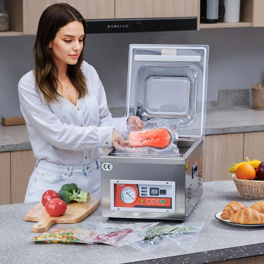 VEVOR Chamber Vacuum Sealer, 260W Sealing Power, Vacuum Packing Machine for Wet Foods, Meats, Marinades and More, Compact Size with 15.7