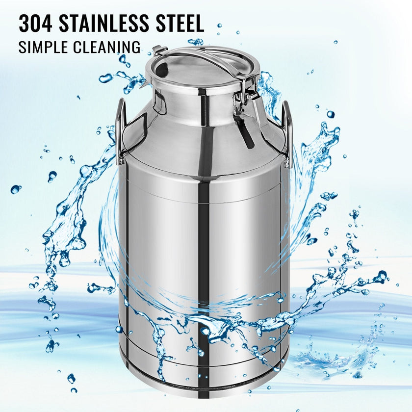 VEVOR Milk Can 50 Liter 304 Stainless Steel Milk Bucket Wine Pail Bucket 13.25 Gallon Milk Can Tote Jug with Sealed Lid Heavy Duty
