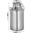 VEVOR Milk Can 50 Liter 304 Stainless Steel Milk Bucket Wine Pail Bucket 13.25 Gallon Milk Can Tote Jug with Sealed Lid Heavy Duty