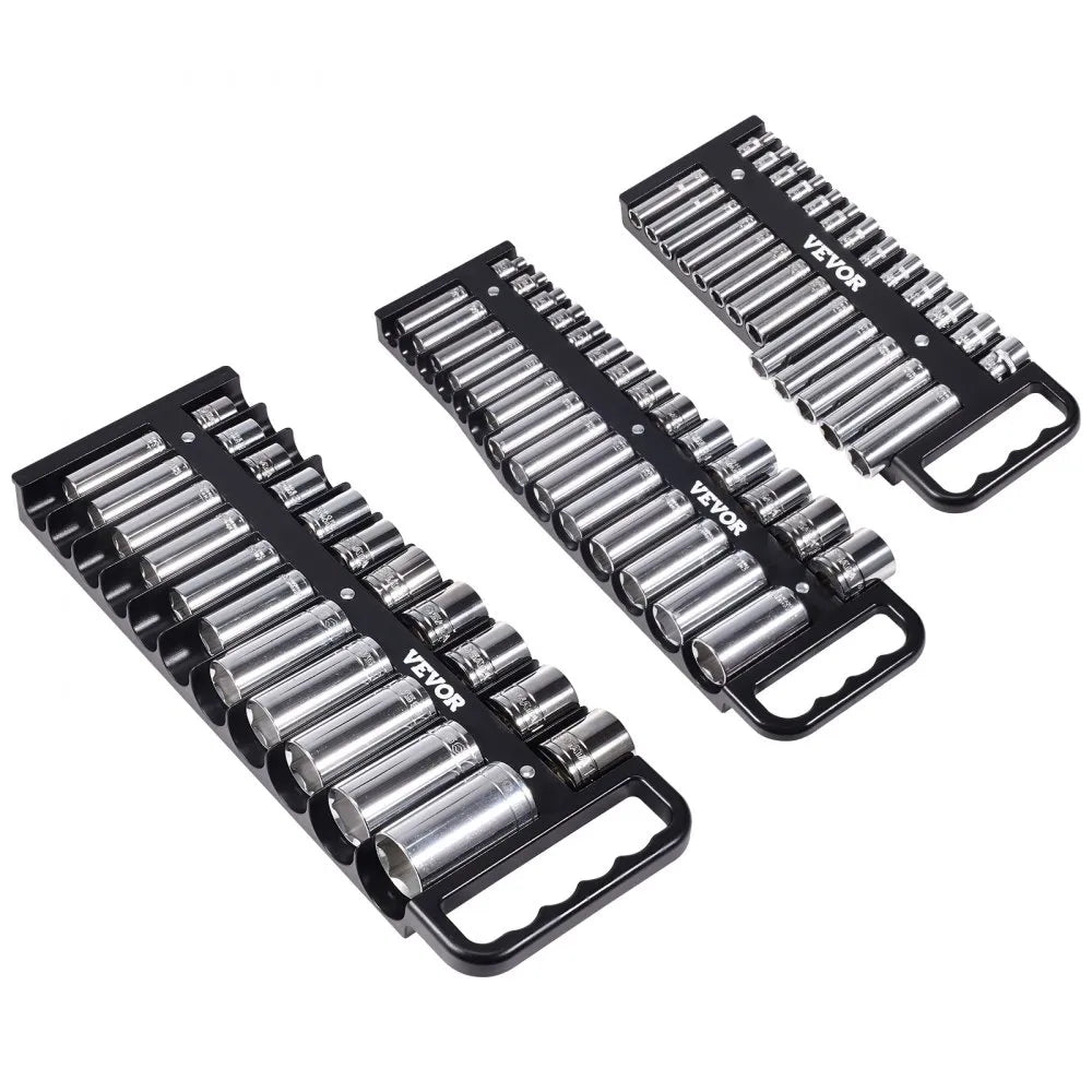 VEVOR Portable Socket Organizer Set 3PCS 76-Clip Magnetic Socket Tray Metric/SAE