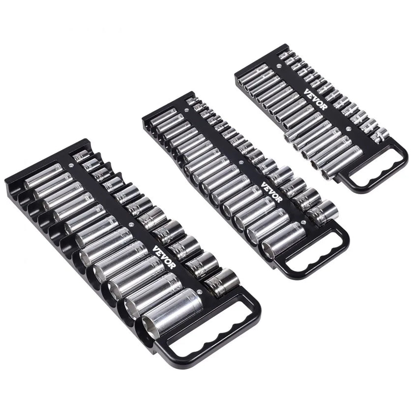 VEVOR Portable Socket Organizer Set 3PCS 76-Clip Magnetic Socket Tray Metric/SAE