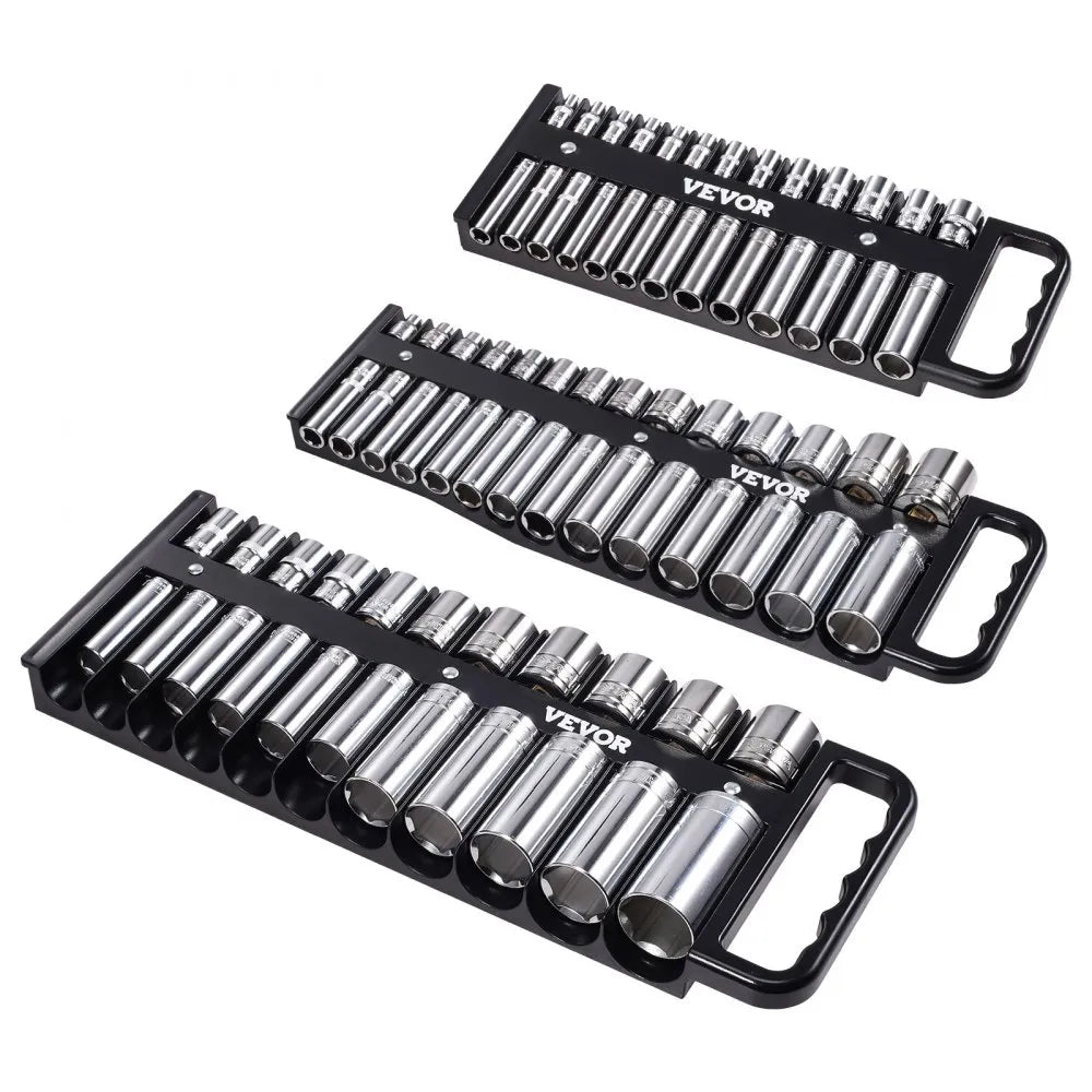 VEVOR Portable Socket Organizer Set 3PCS 76-Clip Magnetic Socket Tray Metric/SAE