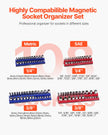 VEVOR Magnetic Socket Organizer Set 4PCS Socket Trays Blue & Red for Metric SAE